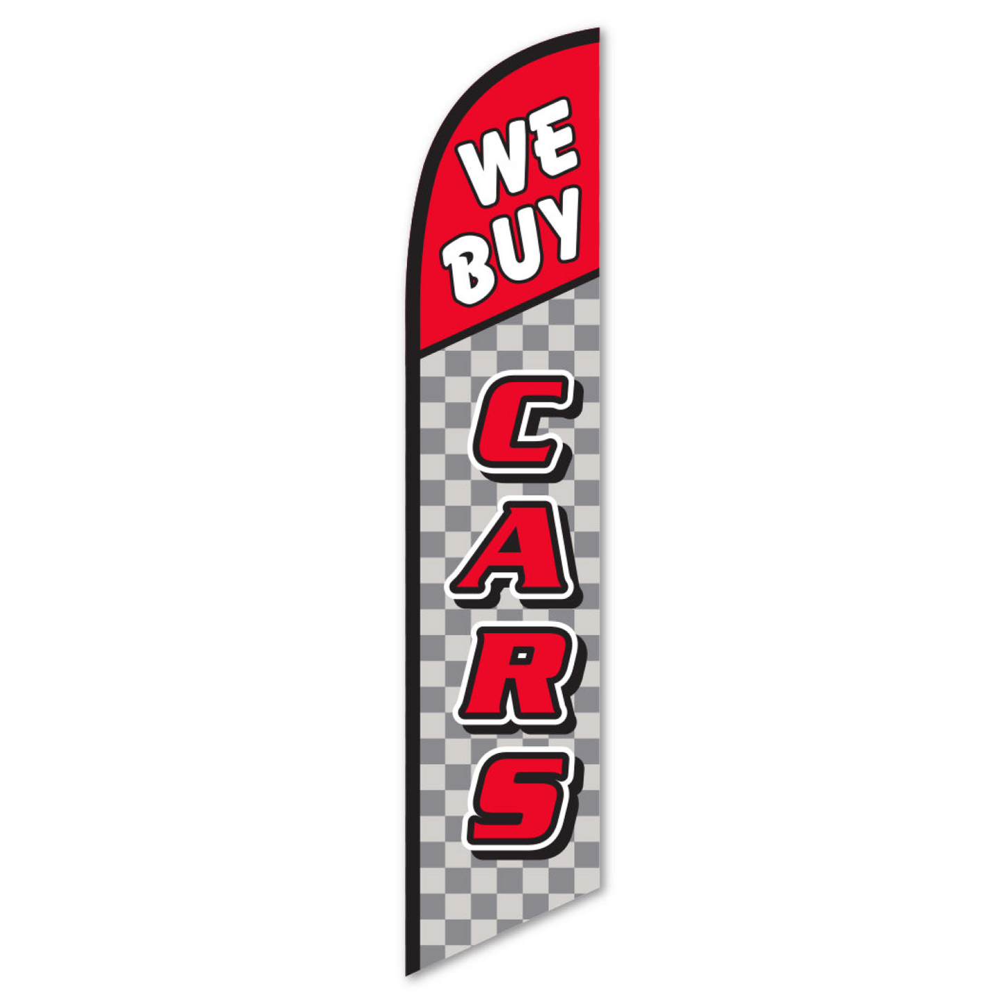 Swooper Banner - WE BUY CARS (Checkered)