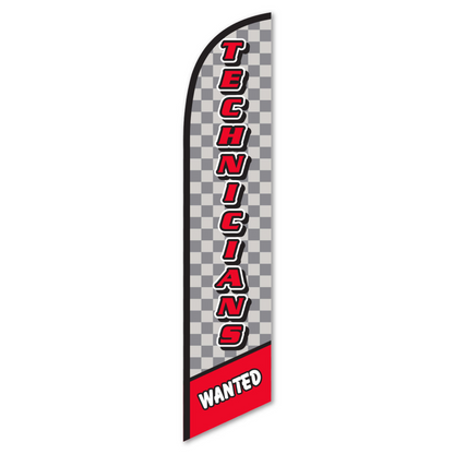 Technician Wanted Swooper Flag - 12ft Checkered Hiring Banner
