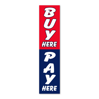 Bandera publicitaria recta - COMPRE AQUÍ, PAGUE AQUÍ