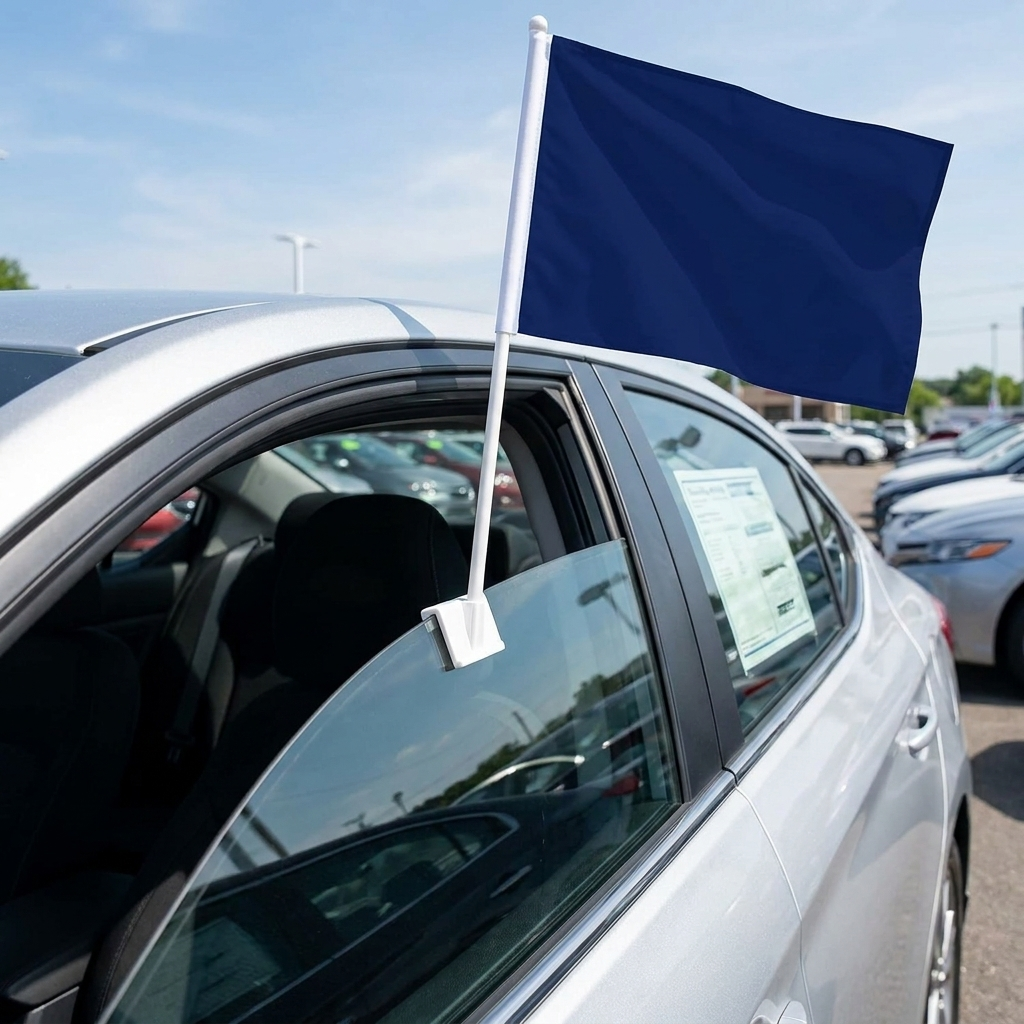 Dark Blue Standard Clip-On Window Flag - 11x13 Inch Promotional Banner — Lifestyle