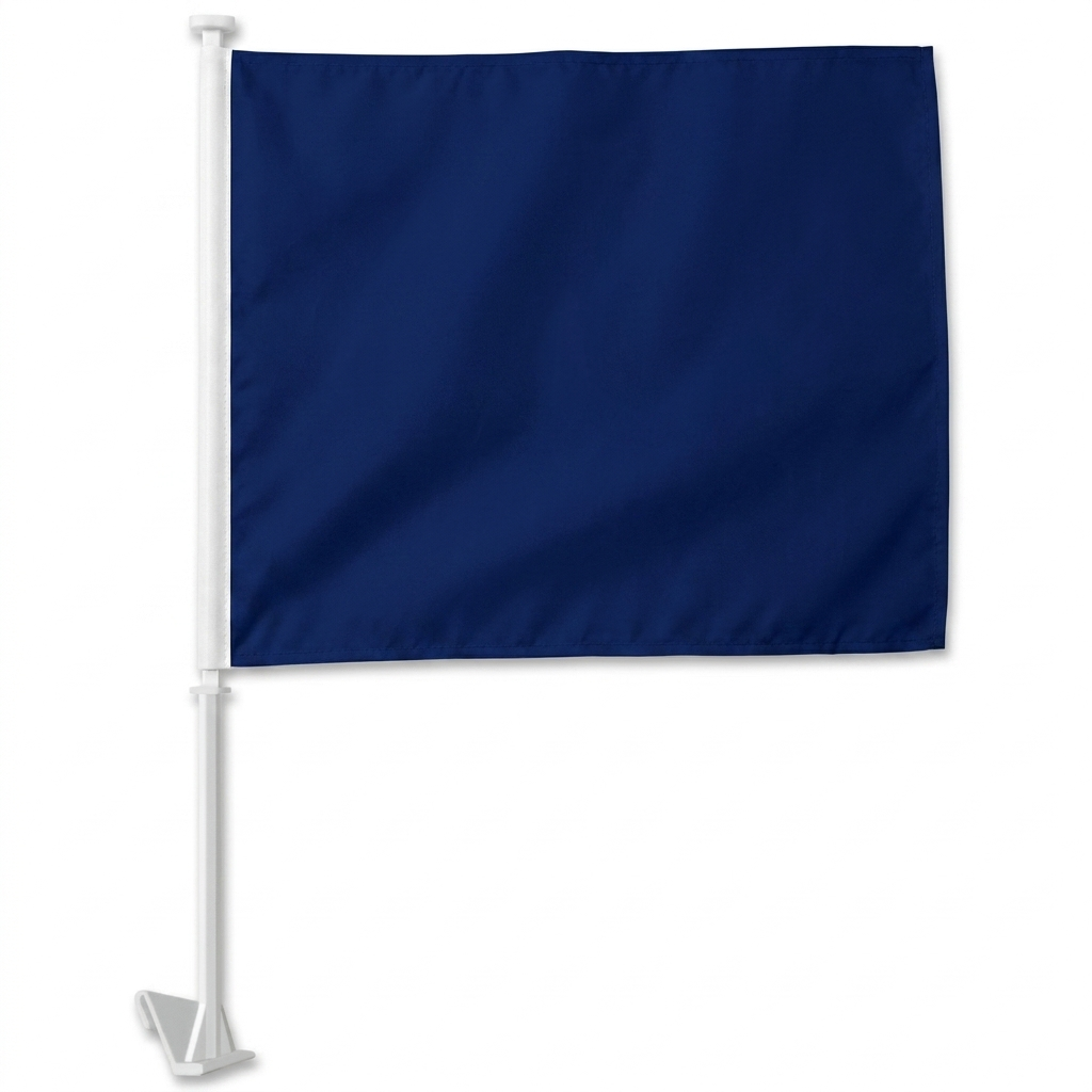 Dark Blue Standard Clip-On Window Flag - 11x13 Inch Promotional Banner — White BG
