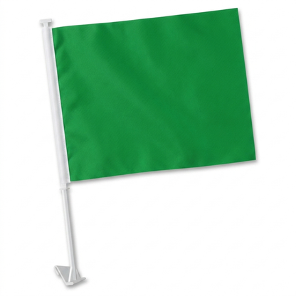 Green Standard Clip-On Window Flag - 11x13 Inch Promotional Banner — White BG