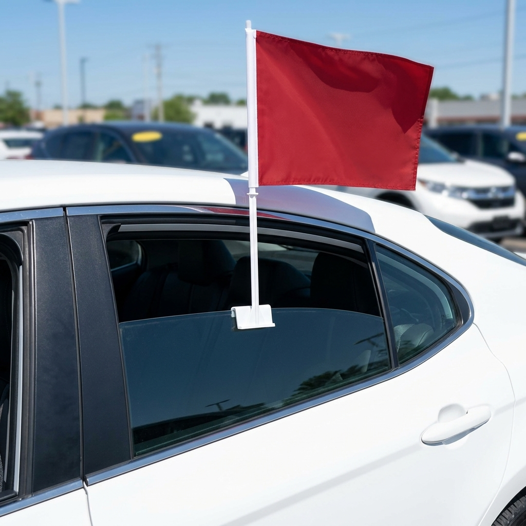 Red Standard Clip-On Window Flag - 11x13 Inch Promotional Banner — Lifestyle