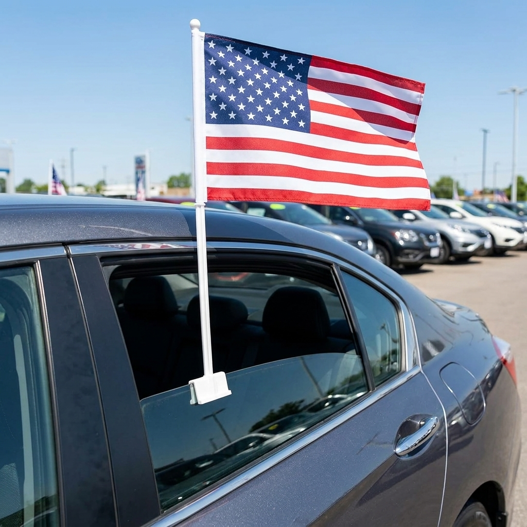 US Standard Clip-On Window Flag - 11x13 Inch Promotional Banner — Lifestyle