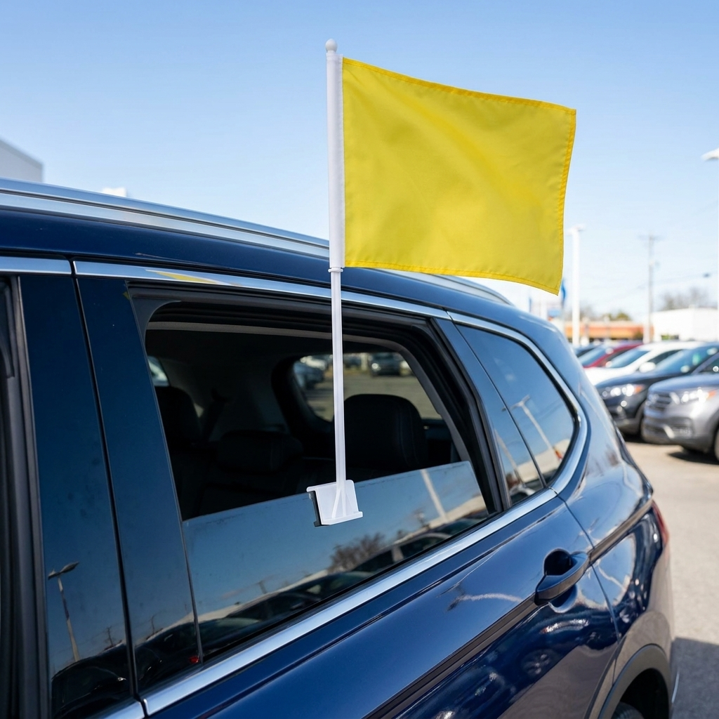 Yellow Standard Clip-On Window Flag - 11x13 Inch Promotional Banner — Lifestyle
