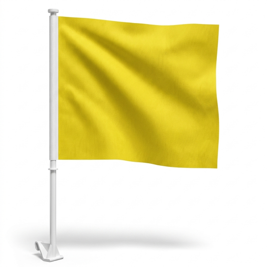 Yellow Standard Clip-On Window Flag - 11x13 Inch Promotional Banner — White BG