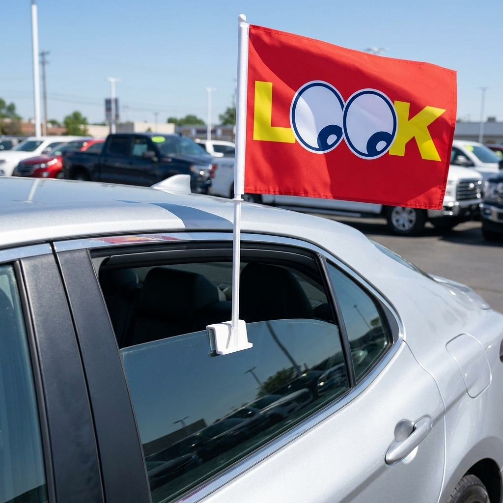 LOOK Standard Clip-On Window Flag - 11x13 Inch Promotional Banner — Lifestyle