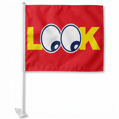 LOOK Standard Clip-On Window Flag - 11x13 Inch Promotional Banner — White BG