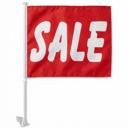 Red Sale Standard Clip-On Window Flag - 11x13 Inch Promotional Banner — White BG