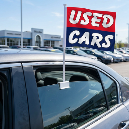 Used Cars Standard Clip-On Window Flag - 11x13 Inch Promotional Banner — Lifestyle