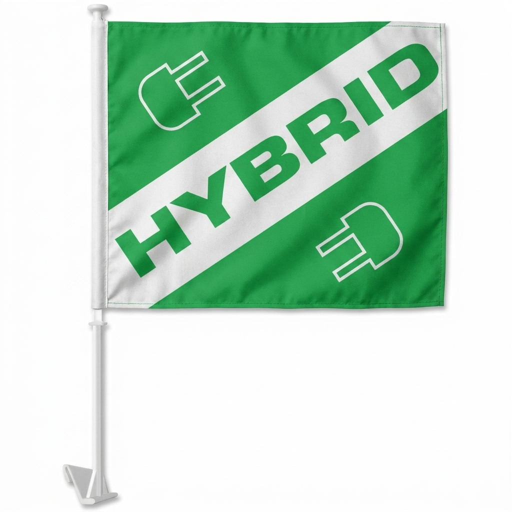 Hybrid Standard Clip-On Window Flag - 11x13 Inch Promotional Banner — White BG