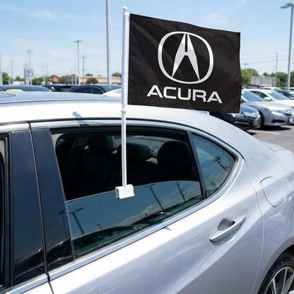 Acura Manufacturer Clip-On Window Flag - 11x13 Inch Brand Banner — Lifestyle