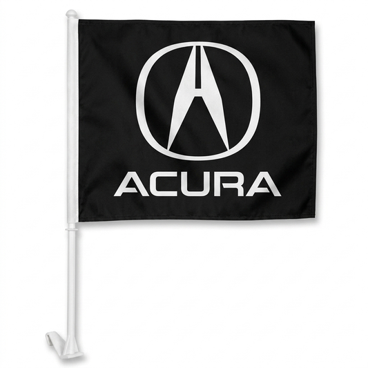 Acura Manufacturer Clip-On Window Flag - 11x13 Inch Brand Banner — White BG