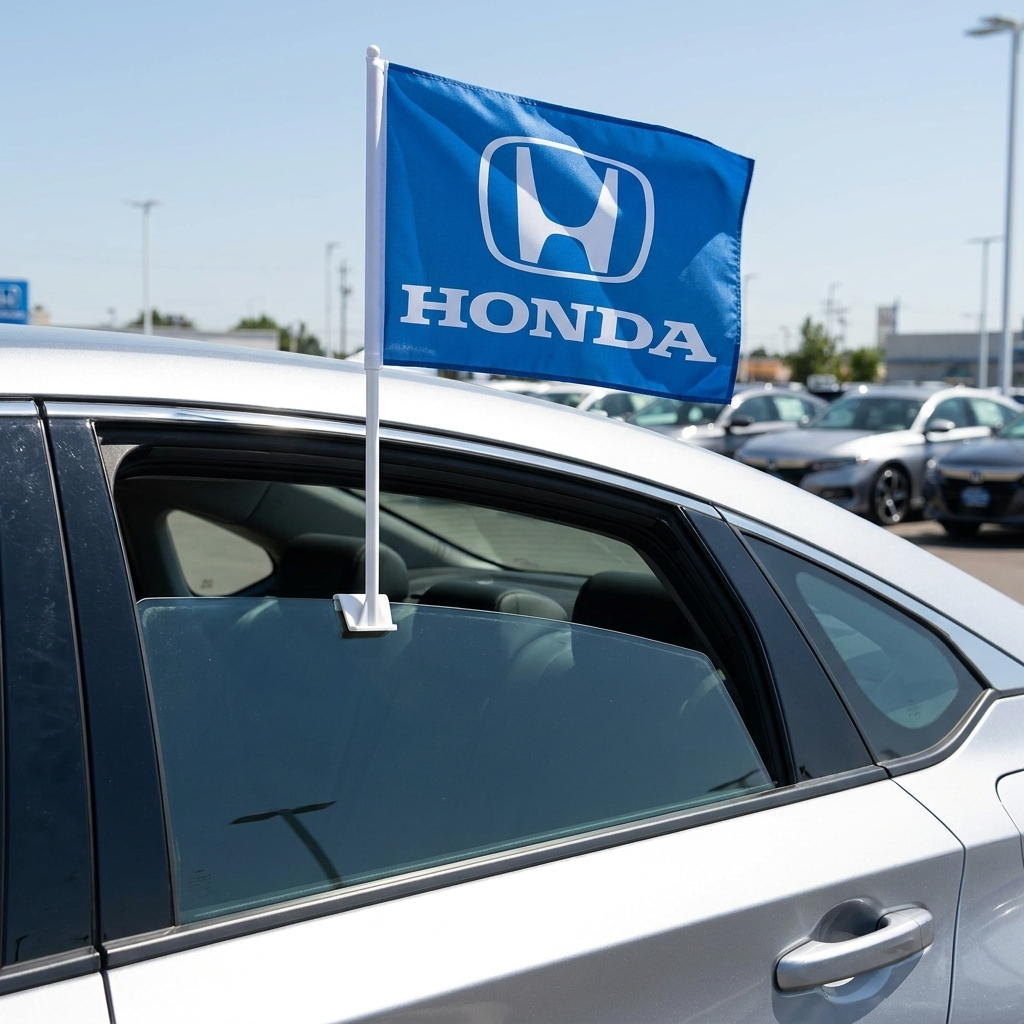 Honda Manufacturer Clip-On Window Flag - 11x13 Inch Brand Banner — Lifestyle