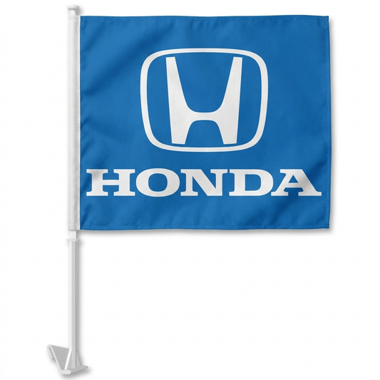 Honda Manufacturer Clip-On Window Flag - 11x13 Inch Brand Banner — White BG