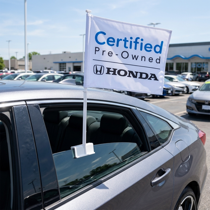 Honda Certified Pre-Owned Manufacturer Clip-On Window Flag - 11x13 Inch Brand Banner — Lifestyle