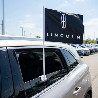 Lincoln Manufacturer Clip-On Window Flag - 11x13 Inch Brand Banner — Lifestyle