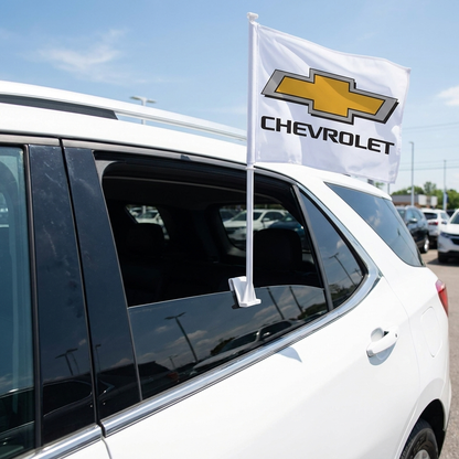 Chevrolet Manufacturer Clip-On Window Flag - 11x13 Inch Brand Banner — Lifestyle