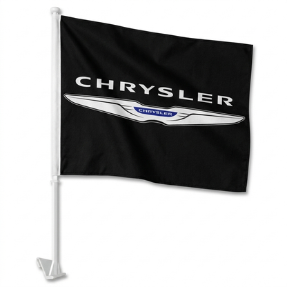 Chrysler Manufacturer Clip-On Window Flag - 11x13 Inch Brand Banner — White BG
