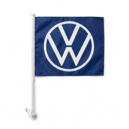 Volkswagen Manufacturer Clip-On Window Flag - 11x13 Inch Brand Banner — White BG