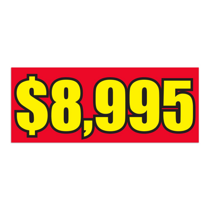Windshield Banner - $8,995 Red 50" x 20" Vinyl for Car Dealers