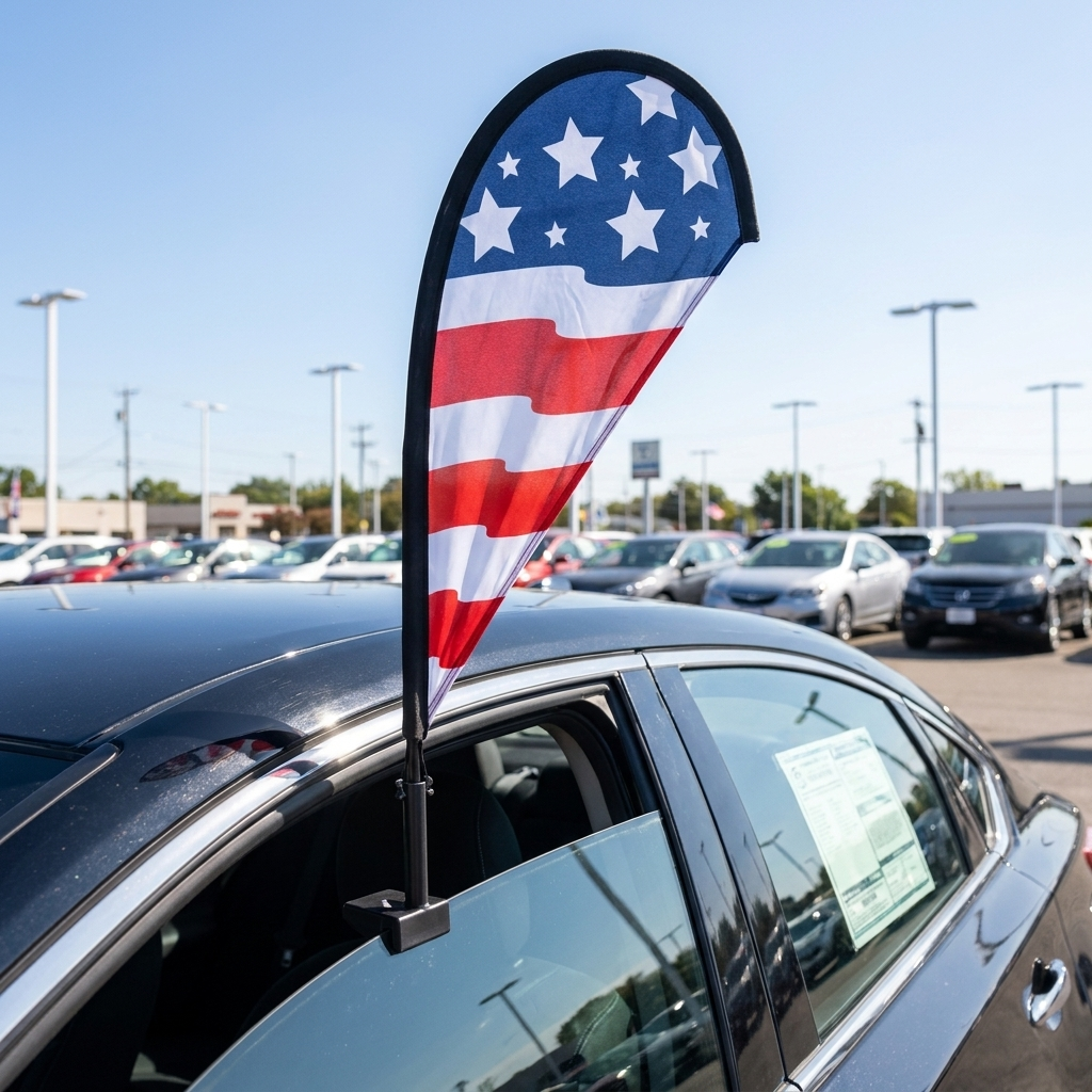 US FLAG Clip-On Paddle Flag - 2.5ft Window-Mounted Banner — Lifestyle