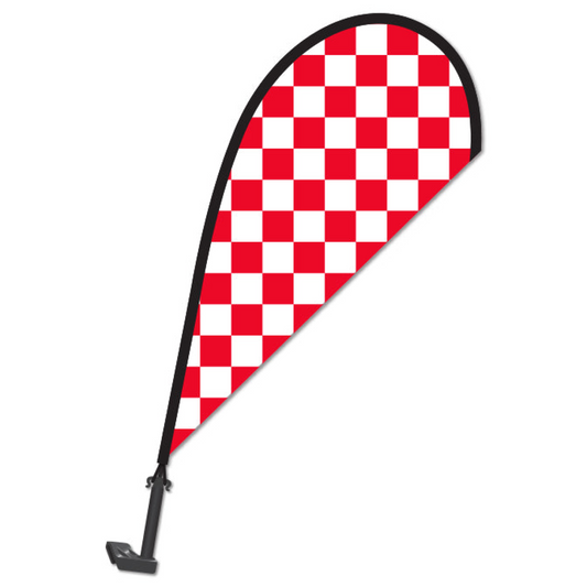 Clip on Paddle Flag - RED/WHITE CHECKERED