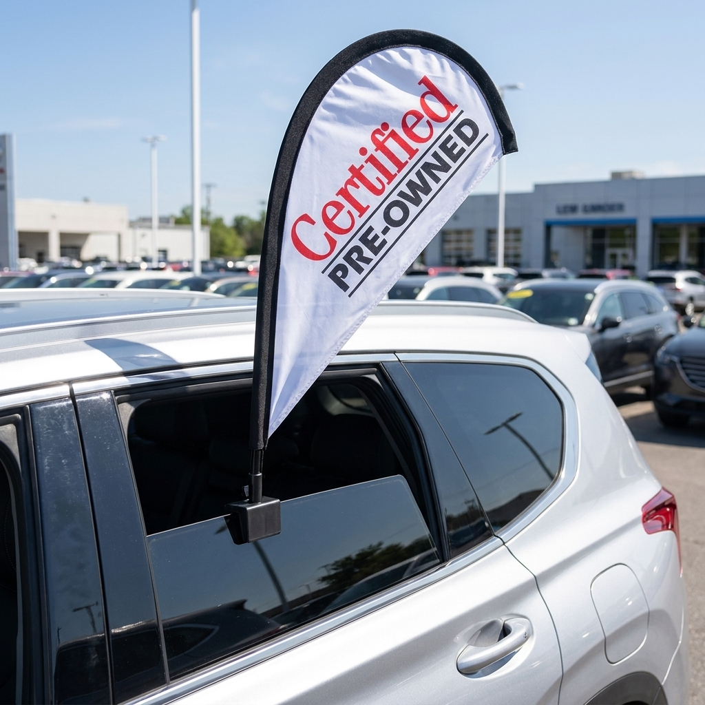 CERTIFIED USED VEHICLES Clip-On Paddle Flag - 2.5ft Window-Mounted Banner — Lifestyle