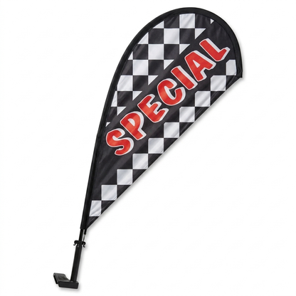 SPECIAL Clip-On Paddle Flag - 2.5ft Window-Mounted Banner — White BG