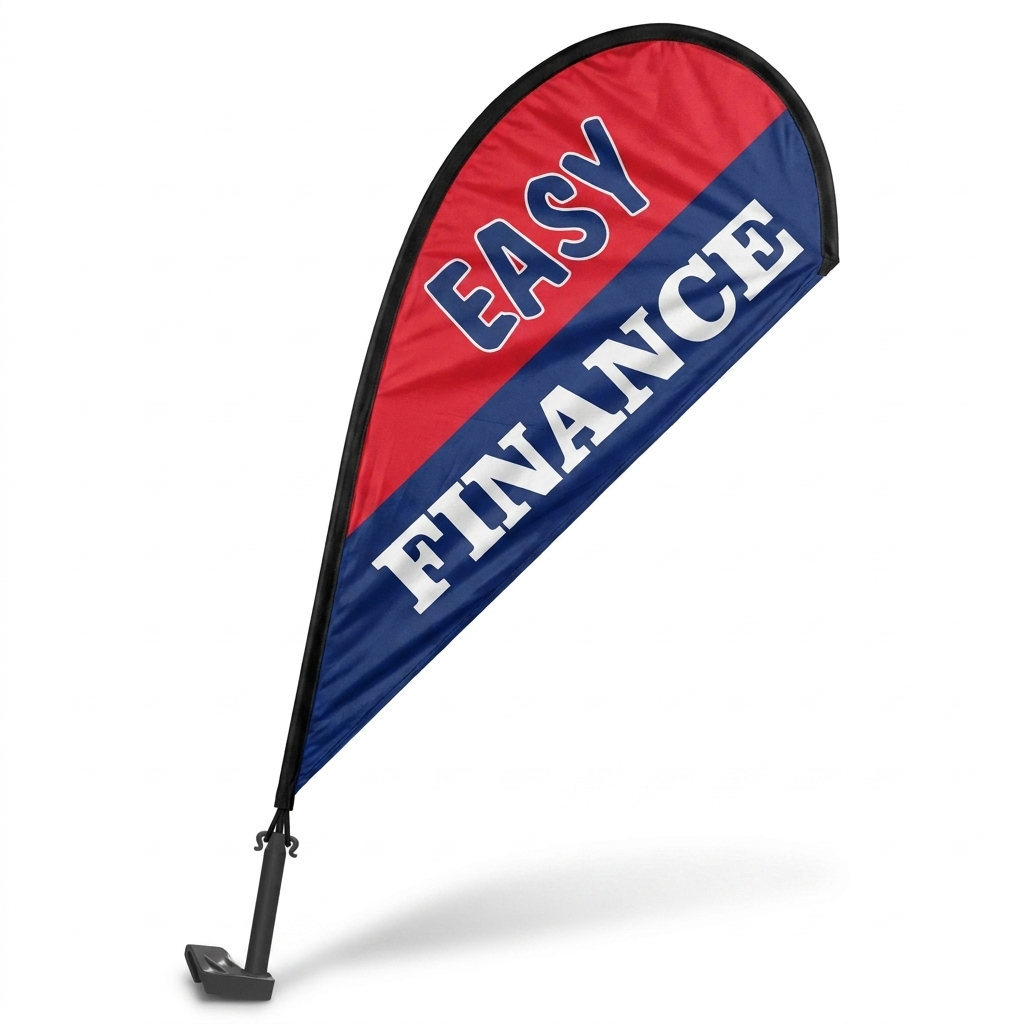 EASY FINANCE Clip-On Paddle Flag - 2.5ft Window-Mounted Banner — White BG