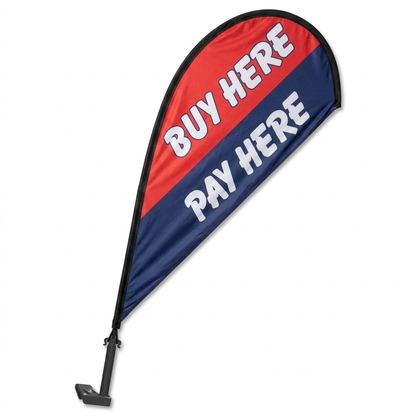 BUY HERE / PAY HERE Clip-On Paddle Flag - 2.5ft Window-Mounted Banner — White BG