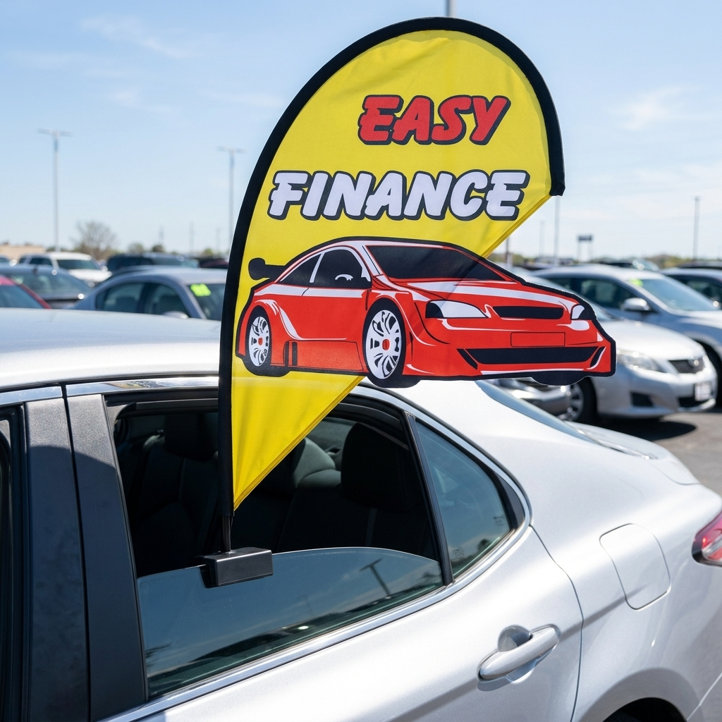 Easy Finance 3D Clip-On Paddle Flag - Premium 2.5ft Window Banner — Lifestyle