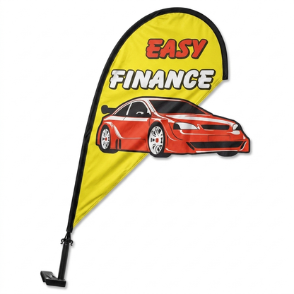 Easy Finance 3D Clip-On Paddle Flag - Premium 2.5ft Window Banner — White BG