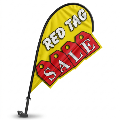 Red Tag Sale 3D Clip-On Paddle Flag - Premium 2.5ft Window Banner — White BG
