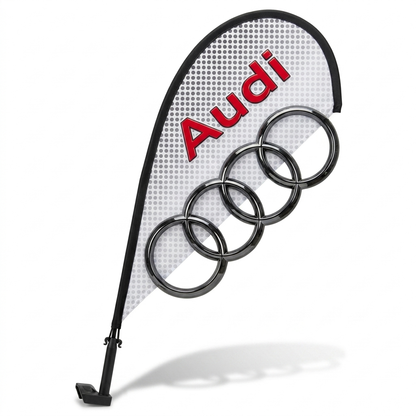 Audi 3D Clip-On Paddle Flag - Premium 2.5ft Window Brand Banner — White BG