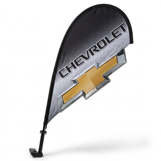 Chevrolet 3D Clip-On Paddle Flag - Premium 2.5ft Window Brand Banner — White BG