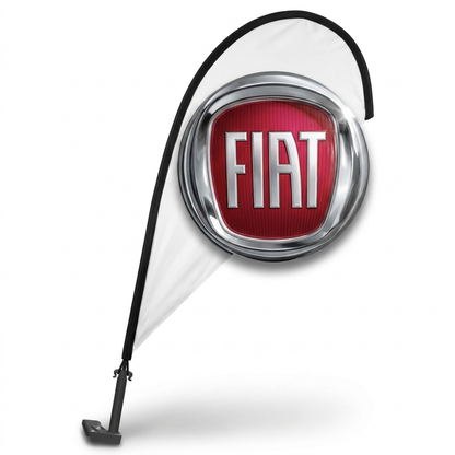 Fiat 3D Clip-On Paddle Flag - Premium 2.5ft Window Brand Banner — White BG