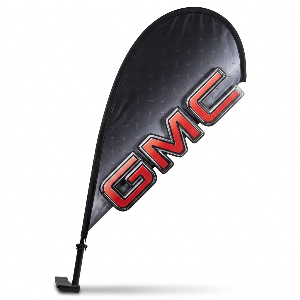 GMC 3D Clip-On Paddle Flag - Premium 2.5ft Window Brand Banner — White BG