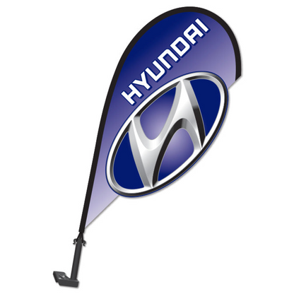 Hyundai 3D clip-on paddle flag 2.5 feet tall premium dimensional window-mounted brand banner
