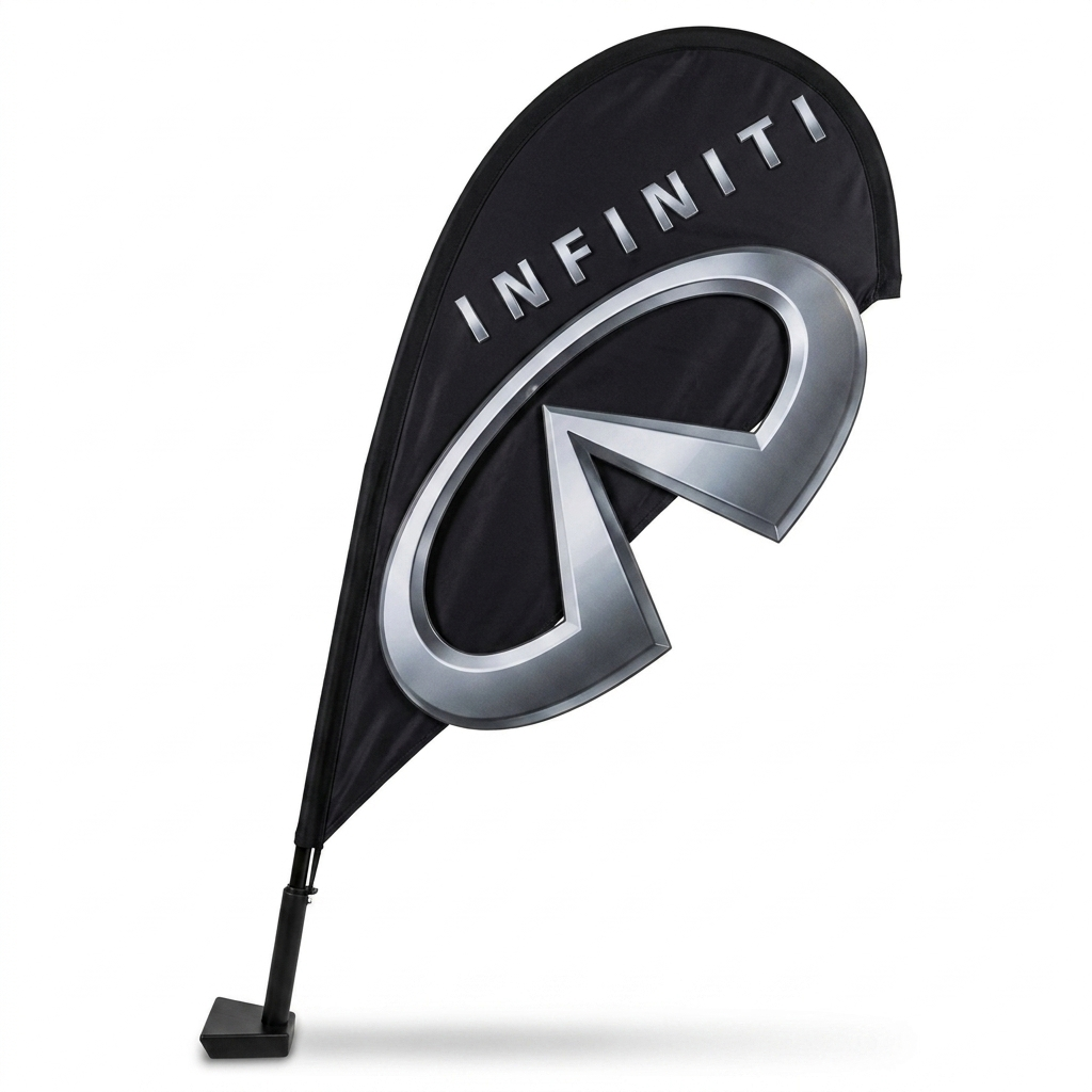 Infiniti 3D Clip-On Paddle Flag - Premium 2.5ft Window Brand Banner — White BG