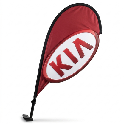KIA 3D Clip-On Paddle Flag - Premium 2.5ft Window Brand Banner — White BG