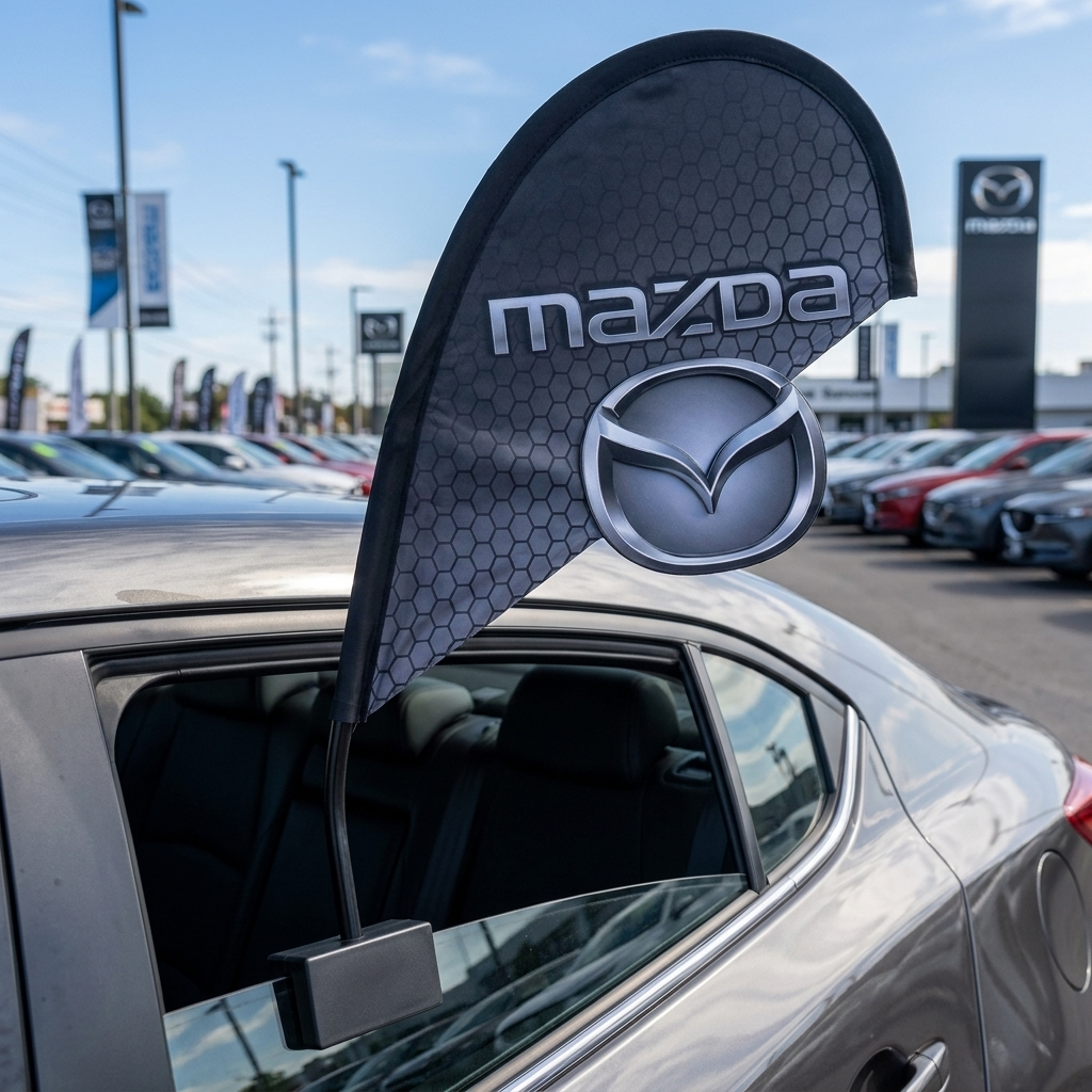Mazda 3D Clip-On Paddle Flag - Premium 2.5ft Window Brand Banner — Lifestyle