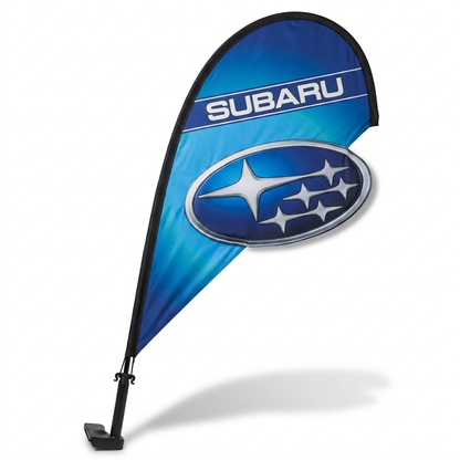 Subaru 3D Clip-On Paddle Flag - Premium 2.5ft Window Brand Banner — White BG