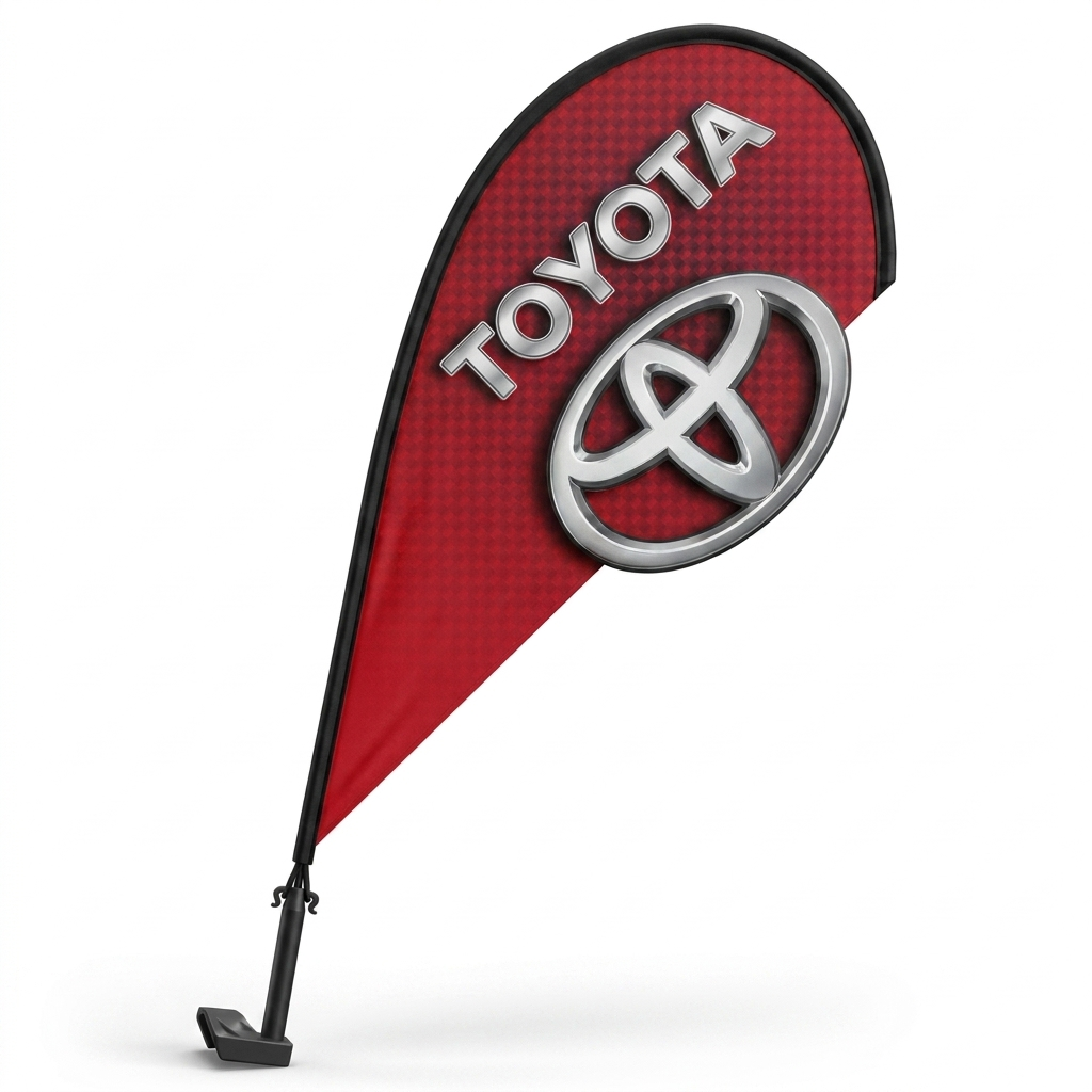 Toyota 3D Clip-On Paddle Flag - Premium 2.5ft Window Brand Banner — White BG