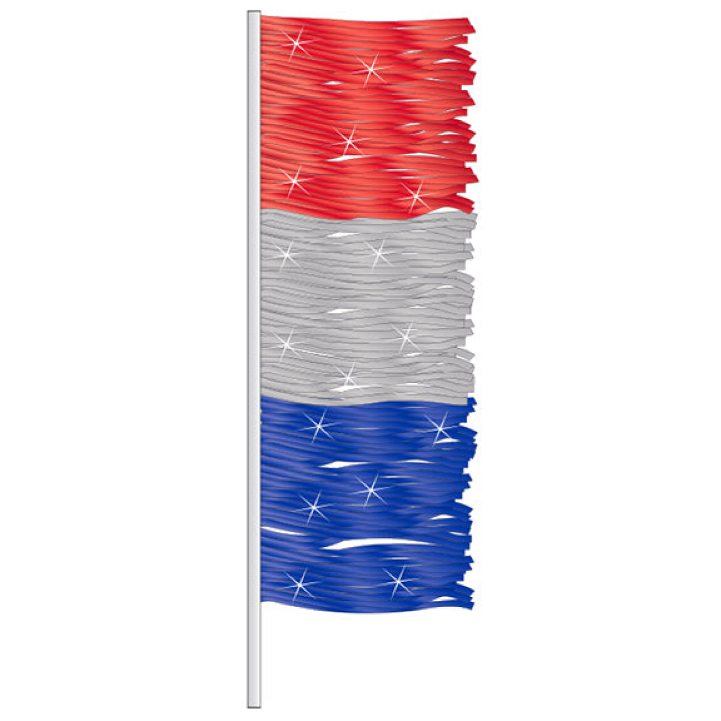 Antenna Flag - Metallic Fringe - Red, Silver & Blue