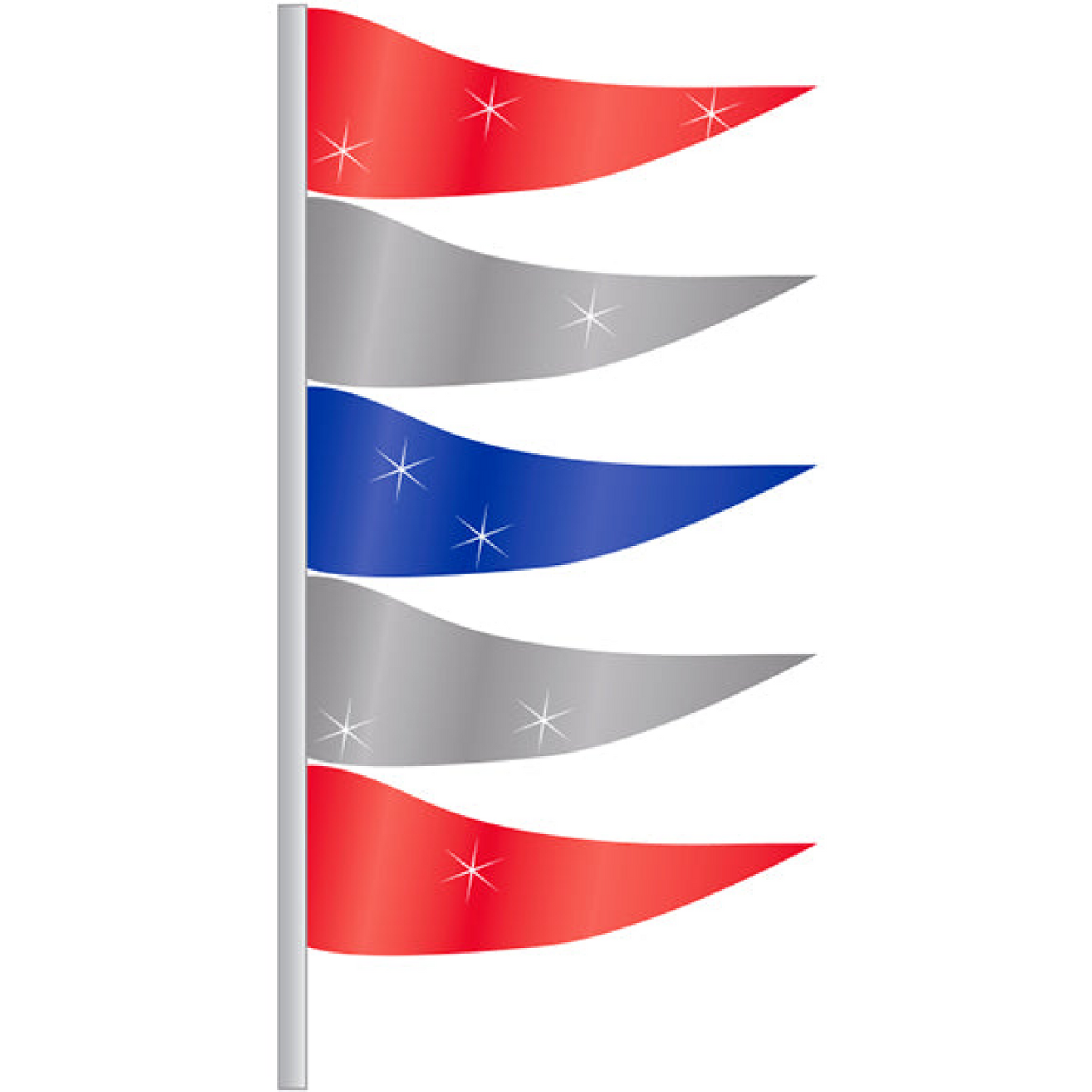 Antenna Flag - Metallic Triangular Flags- Red, Silver & Blue