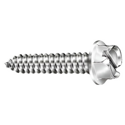 License Plate Screws - #14 Slotted Hex Head, 100 Pack
