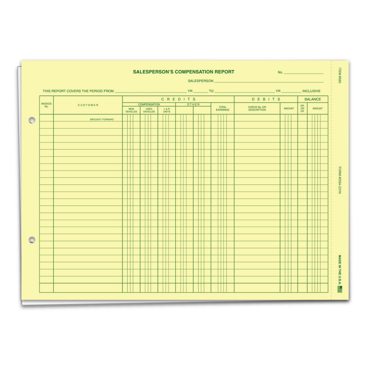 Salesperson's Compensation Report - DSA-231N