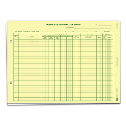 Salesperson's Compensation Report DSA-231N - 2-Part Commission Form