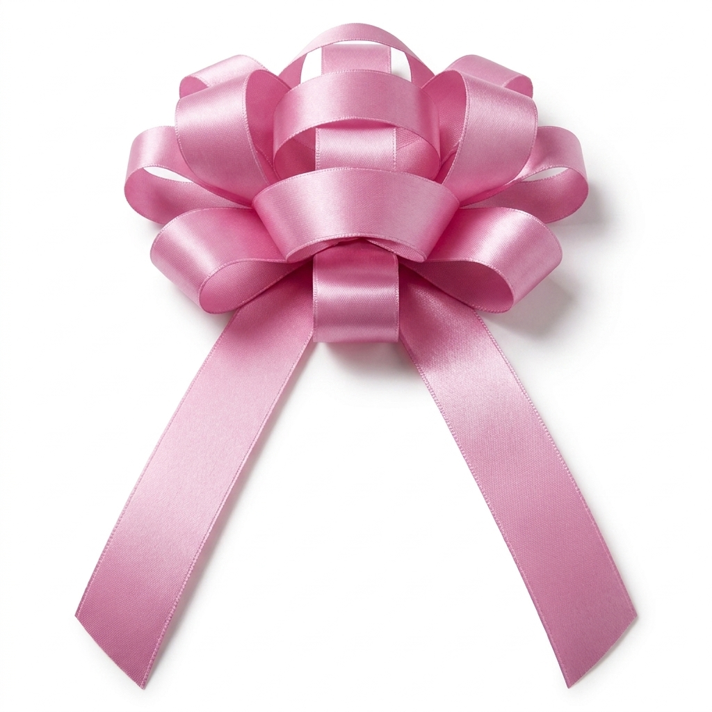 30" Pink Magnetic Shiny Car Bow - Dealership Delivery Bow | White Background Product Photo